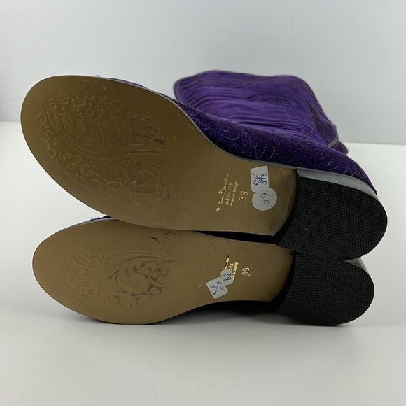 NWT Arte 13 Tall Vegan Purple Sueded Embroidered Boots - Picture 7 of 10